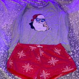 Comfortable Santa Shirt with Shorts Pajamas